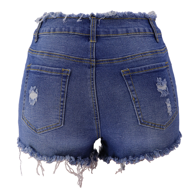 zipper fringed edge denim shorts NSYB65121