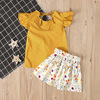 Children's summer belt sleevless, top, skirt, brand set, European style, flowered, children's clothing