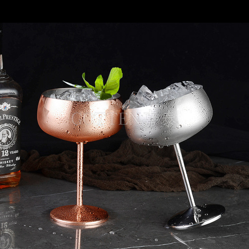 Cross-border exclusive bar KTV304 stainless steel red wine glass single-layer stem glass, durable cocktail glass 500ml