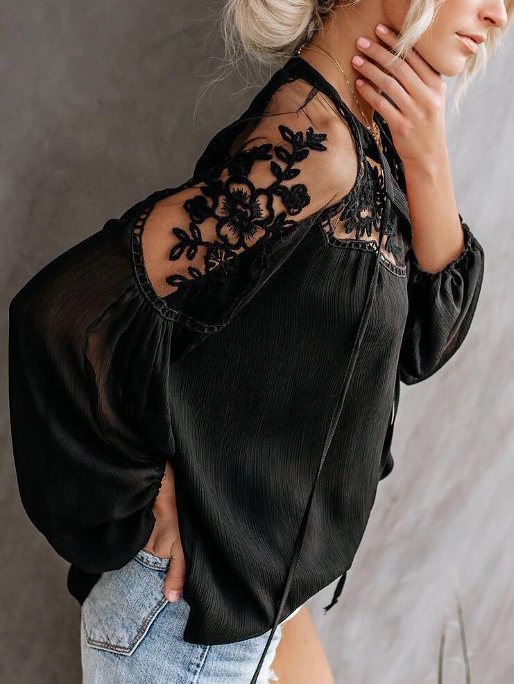 Blouse Tops Type Daily Occasion V Neck Neckline Wholesale Women'S Streetwear Solid Color Long Sleeve Blouses