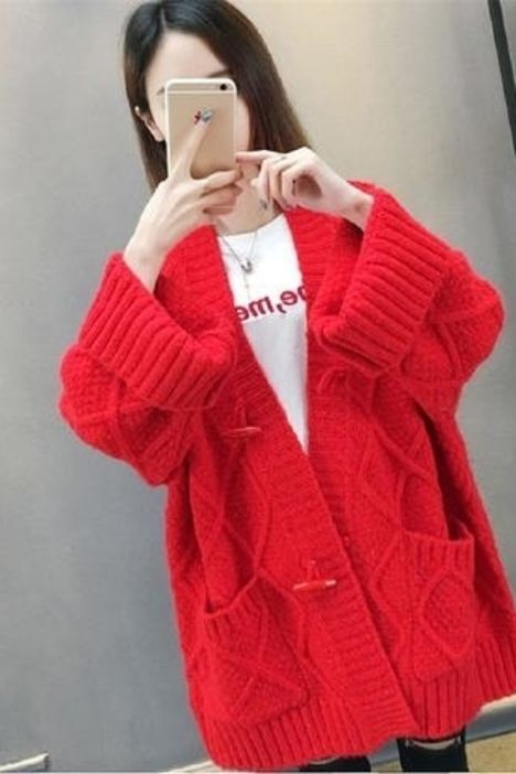 2019春款女装针织开衫外套女学生韩版宽松慵懒中长款春季女装毛衣