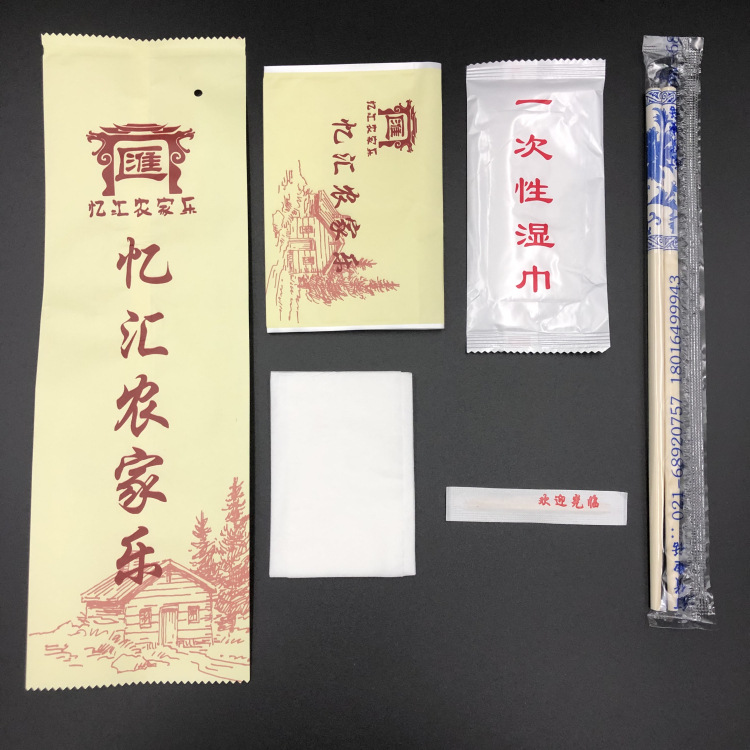 廠家實拍壹次性濕巾筷子套裝質量保證可根據客戶要求自由搭配