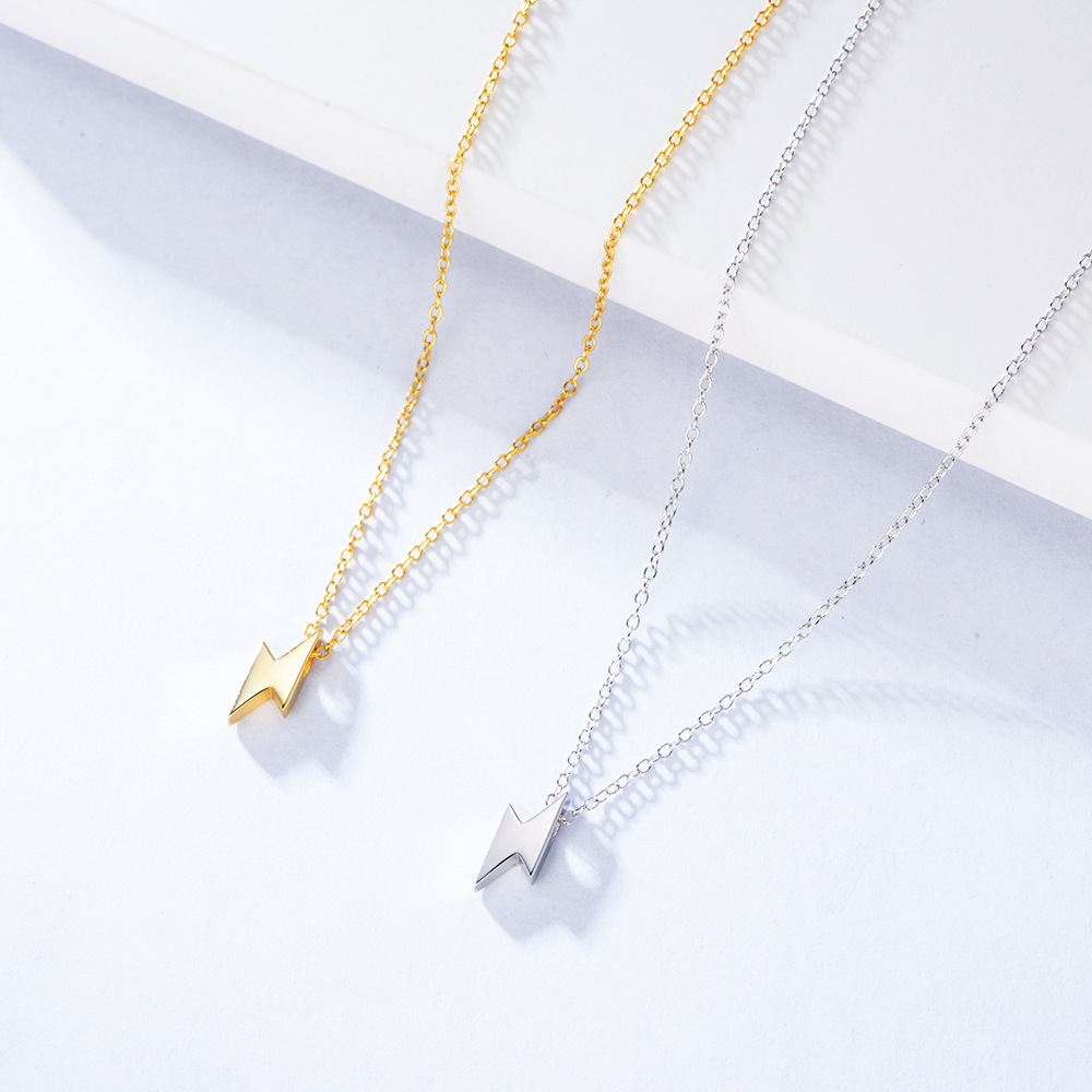 13g Weight 0.03µm Gold Plating Thickness Water Plating Gold Plating Process 14K Real Gold Plated, Rhodium Plated Plating Material 925 Sterling Silver Pendant Material Necklace Classification 925 Sterling Silver Plating Lightning Necklace