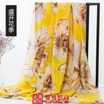 盛开花季布匹印花 热转印扎染纯棉斜纹布料 花卉印染