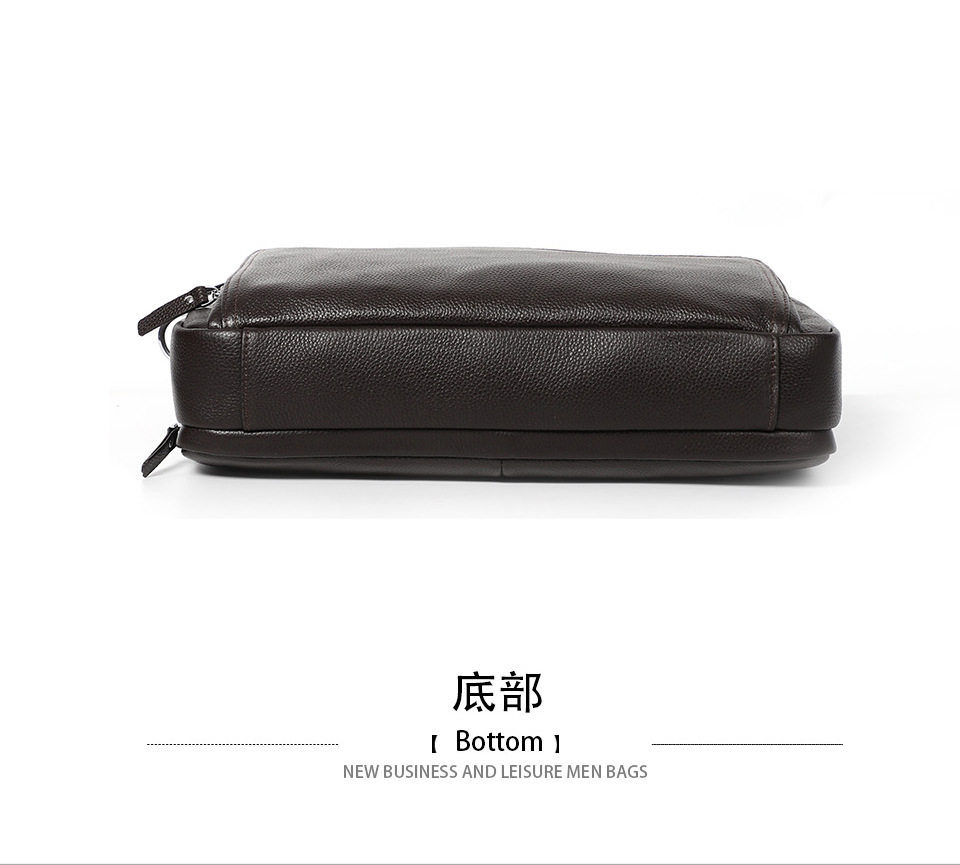 Túi công văn da bò lớp đầu dung tích lớn 38×28×8 cm, túi xách tay đeo chéo một vai cho nam, đựng được laptop 14 inch — Màu đen chi tiết 18