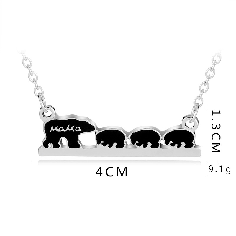 Drop Oil Alphabet Necklace Mama Bear Cute Little Bear Pendant Necklace Clavicle Chain Wholesale Nihaojewelry display picture 14
