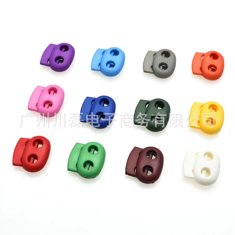 Colored 5mm hole diameter plastic spring rope buckle, two-hole pig nose buckle, cord tension adjuster buckle, strap adjuster buckle