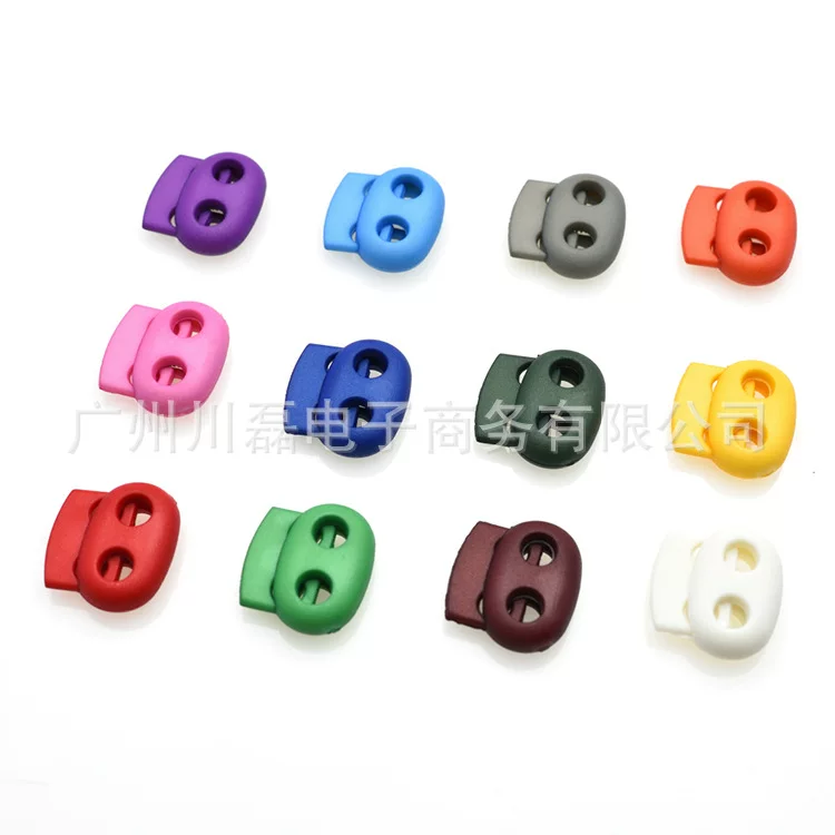 Colored 5mm hole diameter plastic spring rope buckle, two-hole pig nose buckle, cord tension adjuster buckle, strap adjuster buckle