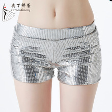 纯色成人亮片爵士舞演出服时尚嘻哈街舞夜店表演裤子女亮片短裤女