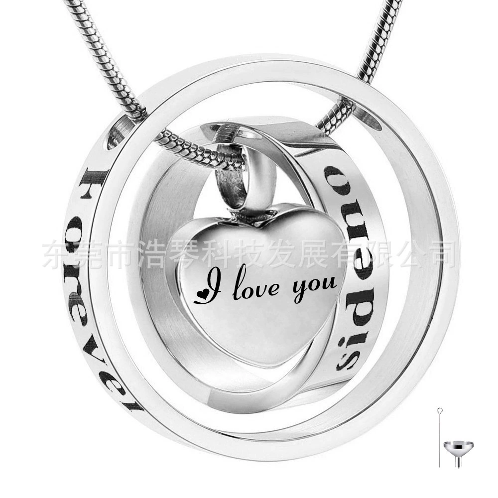 Внешняя торговля горячее ожерелье пепла любимчика Титановая Сталь в форме сердца пепел шкатулка кулон кремация ювелирные изделия персонализированный флакон духов