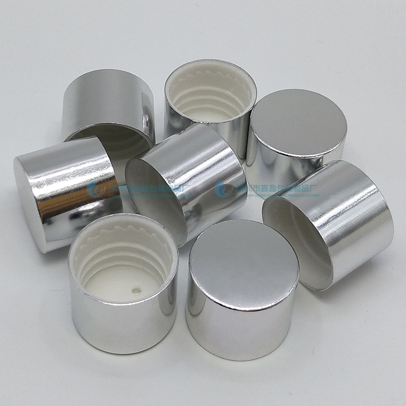 现货18牙银色光面铝盖 玻璃瓶盖 螺口瓶盖 精油瓶配套盖 电化铝盖