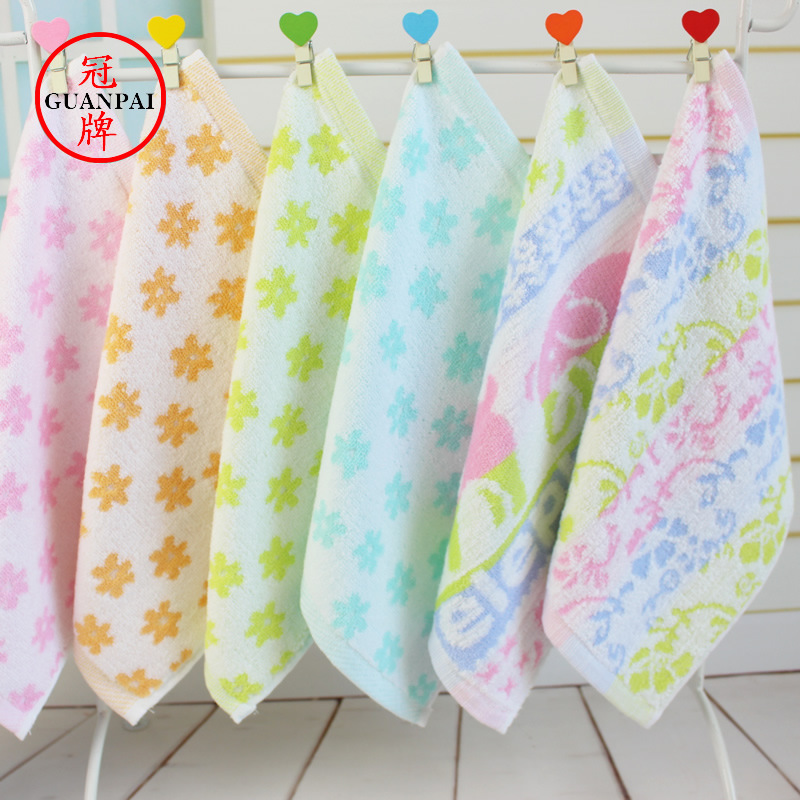 厂家现货提花方巾 无捻纱卡通棉儿童毛巾手帕 家用柔软擦手巾面巾