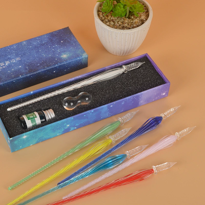 Glass set, design rollerball pen, 3 piece set
