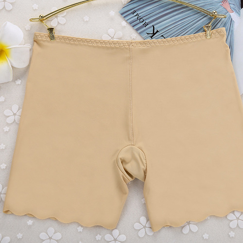 Mid-waist thin ice silk breathable underwear for girls summer one-piece seamless bottoming anti-exposure safety pants three-quarter pants