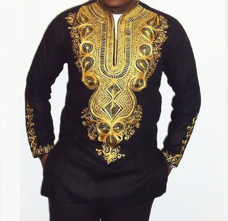 Cross-border wholesale foreign trade African style printed casual mid-length deep V robe T-shirt casual pants suit ZT-TZ01
