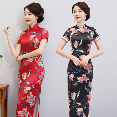 Women chinese traditional Cheongsam chinese dresses elegant retro traditional qipao dress daily host