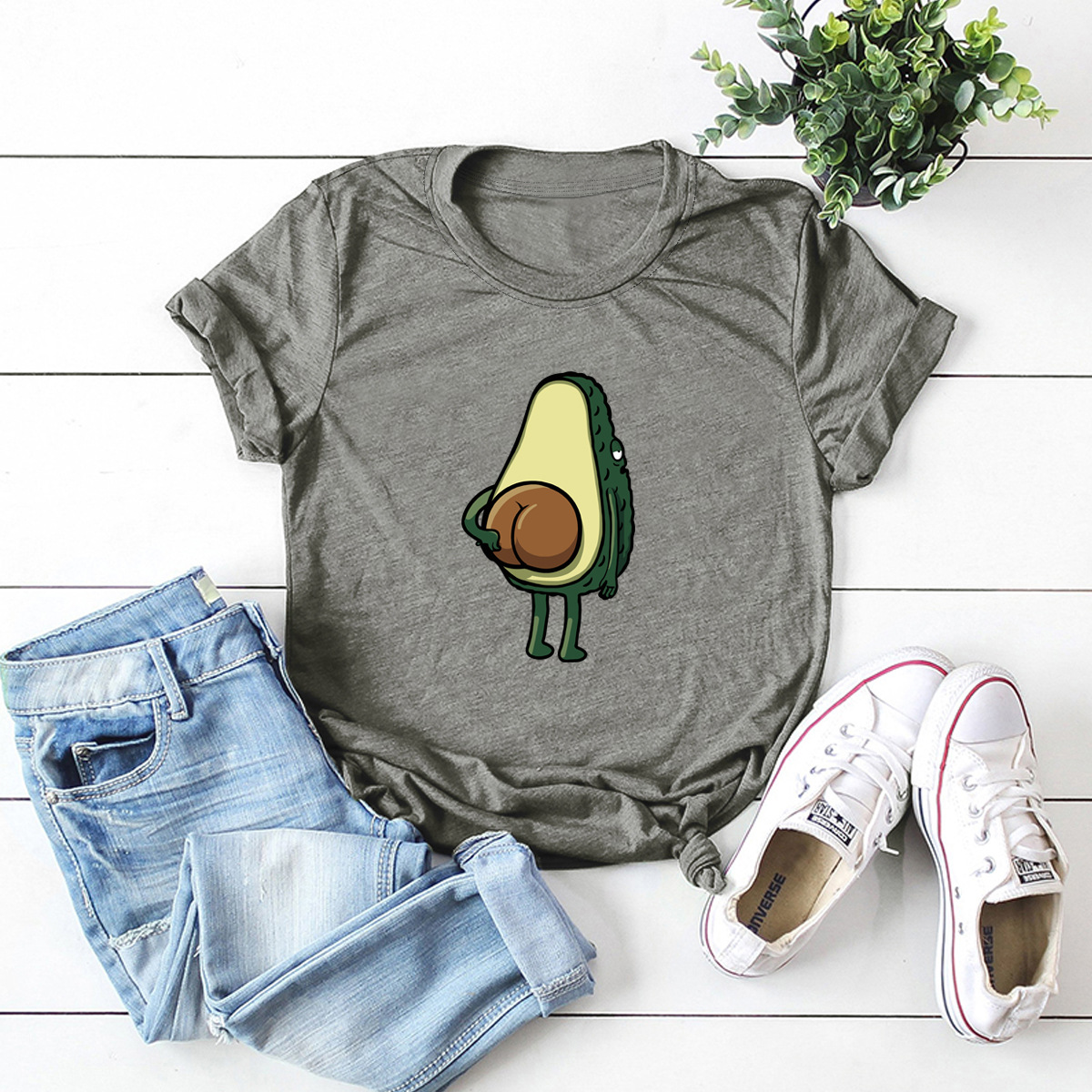 Creative Fun Spoof Avocado Short Sleeve Comfortable Casual T-Shirt NSSN325