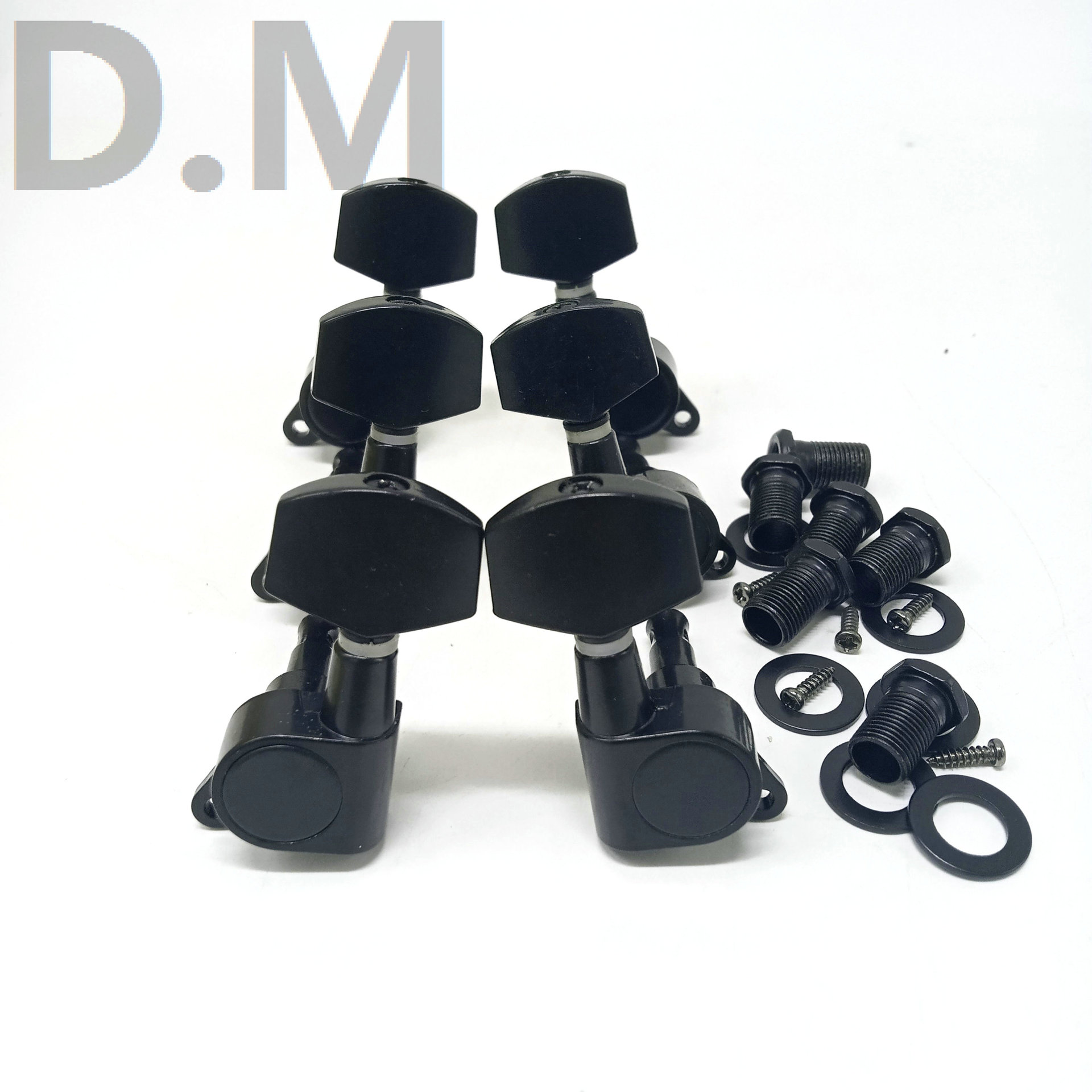 Venta caliente suministro folk guitarra totalmente cerrado cadena Winder aleación de metal 41 folk balada Cabeza Cuadrada cadena botón plata negro