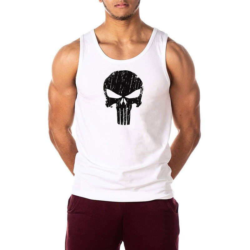 Amazon 2019 Sports Workout Casual Printed Skull Quick-drying Breathable Split Muscle Fashion Fitness Vest Amazon 2019 Sports Workout Casual Printed Skull Quick-drying Breathable Split Muscle Fashion Fitness Vest