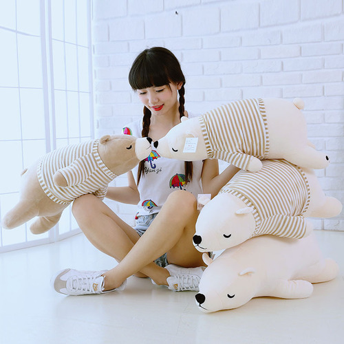 Lying style polar bear doll soft clothing style huggable bear plush toy pillow children sleeping gift wholesale
