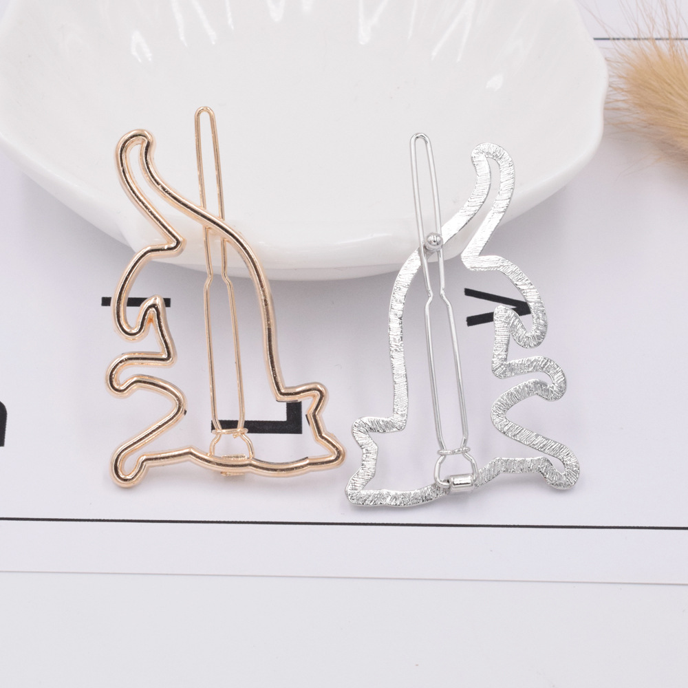 Hot Sale Geometric Metal Hairpin Side Clip Ponytail Triangle Circle Cat Hairpin Wholesale display picture 24