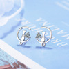 Moon cat earrings Women's net red temperament Korean personalized kitten ins in -hearted diamond ear jewelry earrings Korean