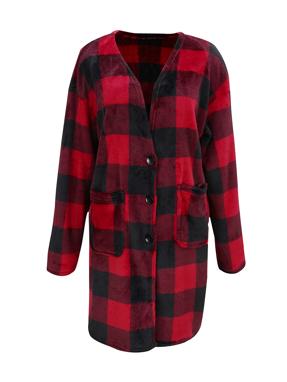 Contrast Plaid Long Sweater NSAL10198