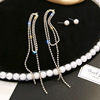 Silver needle, long earrings, fashionable chain with tassels, silver 925 sample