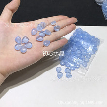 特價仿t然石色系果凍藍捷克琉璃花瓣diy飾品配件古風手工材料包