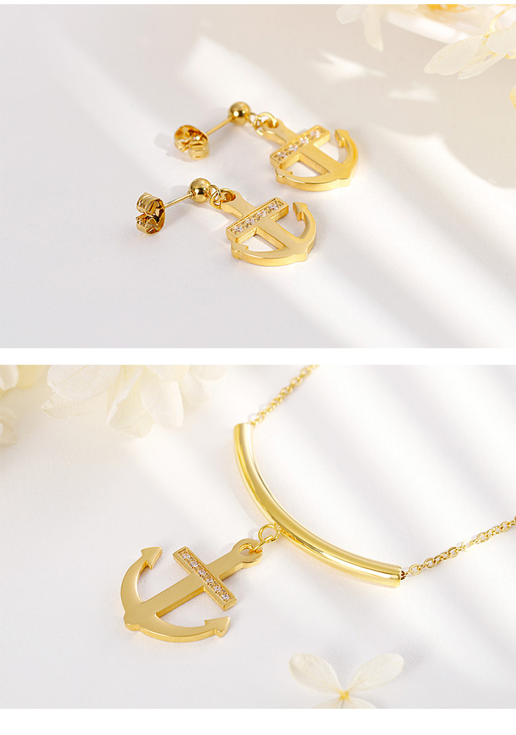 Factory Original Design Wholesale Fashion Personality Titanium Steel Zircon Boat Anchor Womenu0027s 