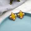 Yellow retro earrings, jewelry, wholesale, flowered