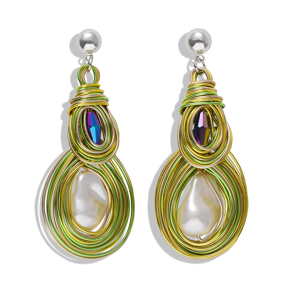 Alloy Gems Shaped Pearl Earrings Fashion Earrings Accessories Women&#39;s Earrings Wholesale display picture 4