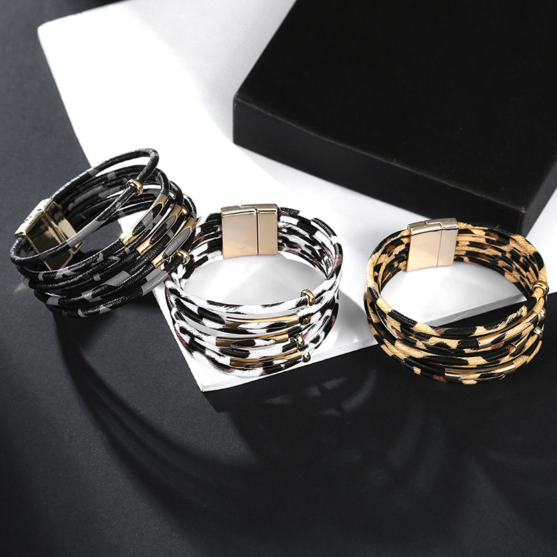 Creative Multi-circle Leopard Print Multi-layer Bracelet display picture 6