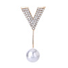 Brooch from pearl, pin, shirt, protective underware, accessory, simple and elegant design, V-neckline