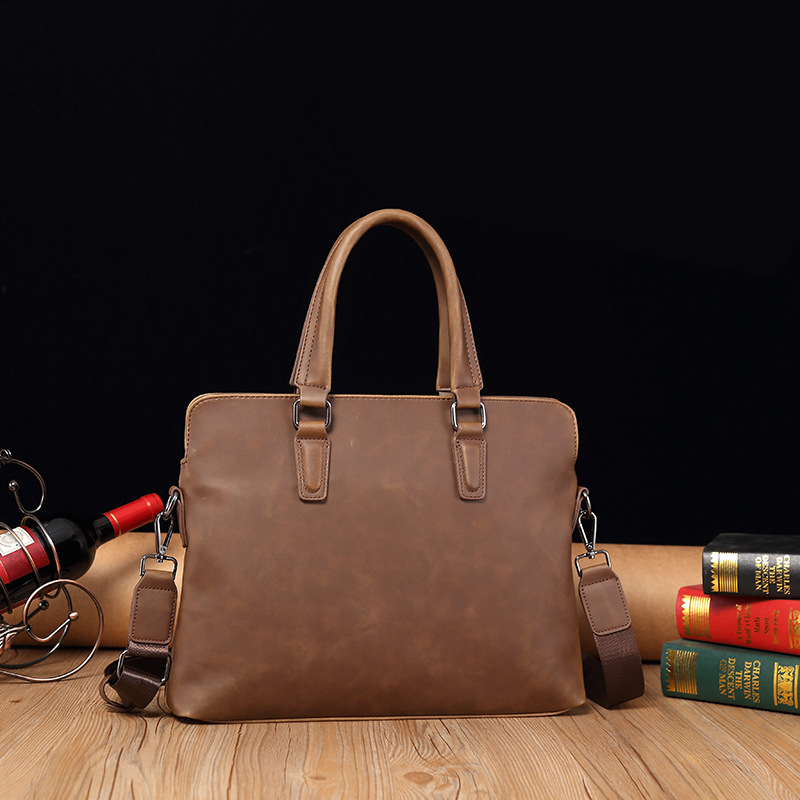 Borsa a tracolla Crazy Horse alla moda versione coreana 2025, in morbida pelle PU, per laptop, casual, da uomo_voghion.com