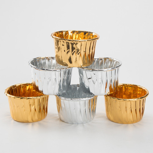 Gold and silver paper cup baking cake paper cup muffin cup cake paper holder coated rolled edge muffin chiffon cup 50 pieces