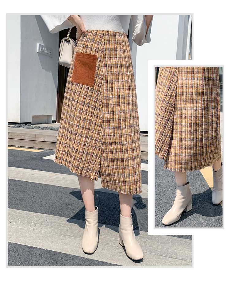 Spring and Autumn Plaid Skirt  NSJR17266