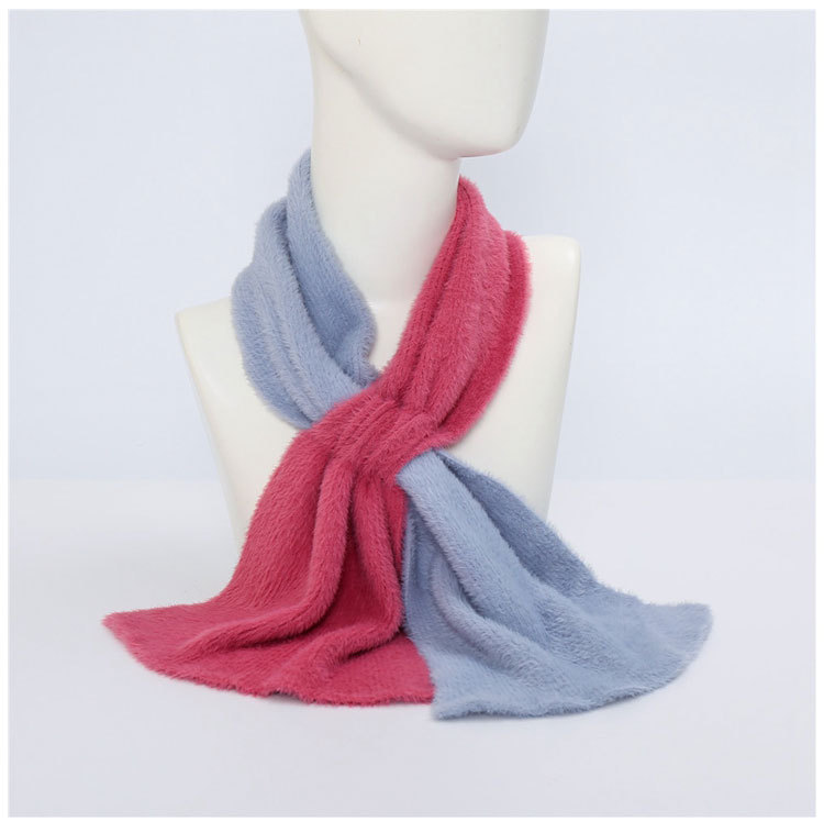 New Two-color Cross Scarf Scarves Long Thick Couple Warm Imitation Mink Shawl display picture 6