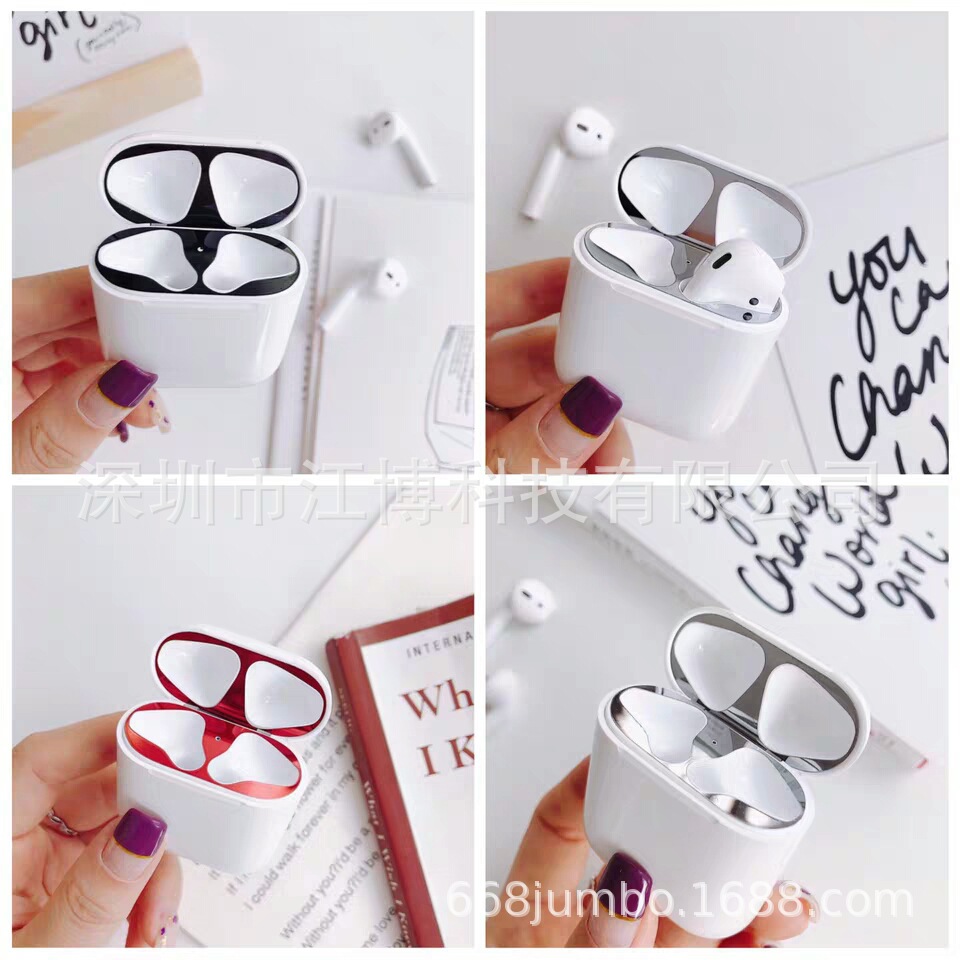 生产耳机airpods防尘贴 无线蓝牙耳机盒內盖贴电镀手机耳机金属标