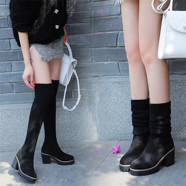 pointed toe women’s boots,sexy Korean version,autumn and winter wool boots