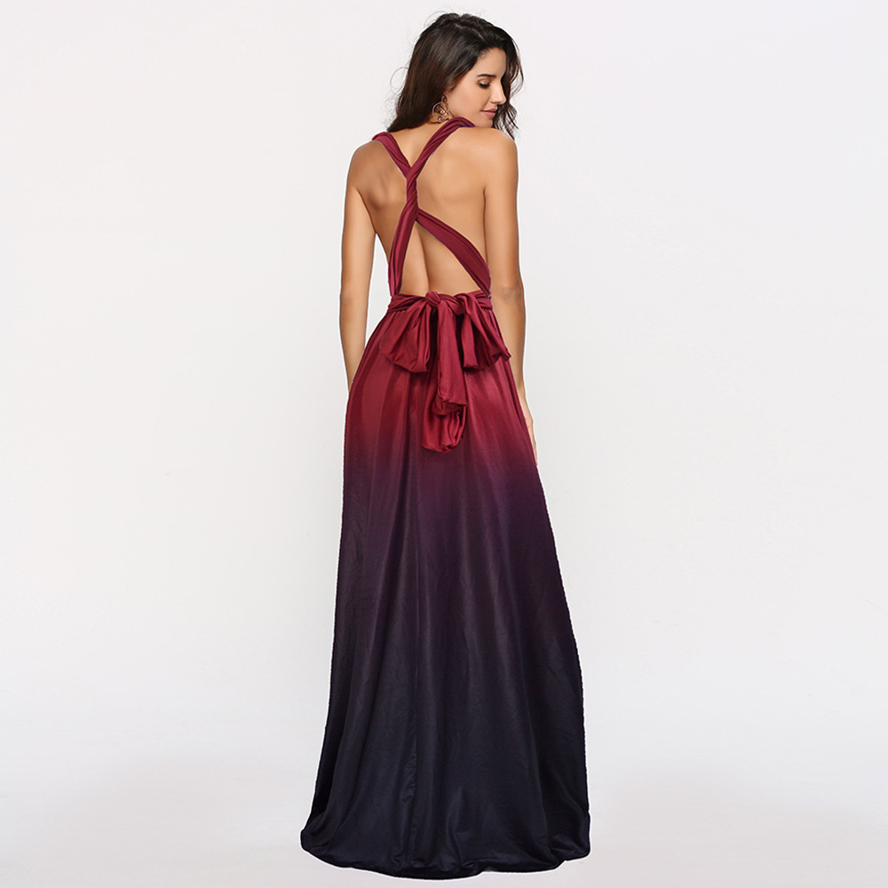 wholesale clothing vendors Nihaostyles cross-back sexy strappy gradient long dress NSYSM67102