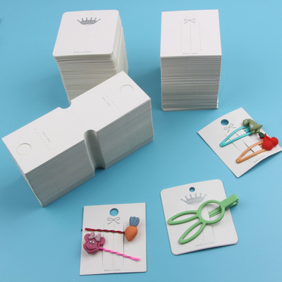 韓國飾品白色裝卡片發夾卡紙頭飾耳環包裝紙對折質感燙金現貨批發