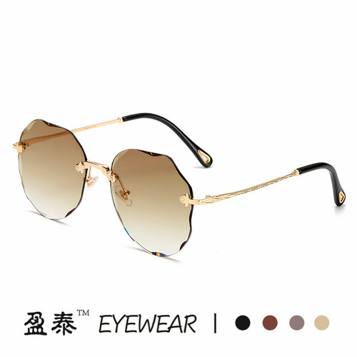  New Frameless Sunglasses Trendy Metal Toad Mirrors Uniform Sunglasses for Men and Women Personalized Cross-Border Sunglasses