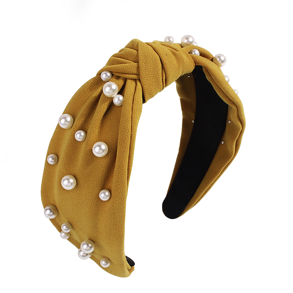 New Fashion Pearl Cloth Knotted Headband Wholesale display picture 5