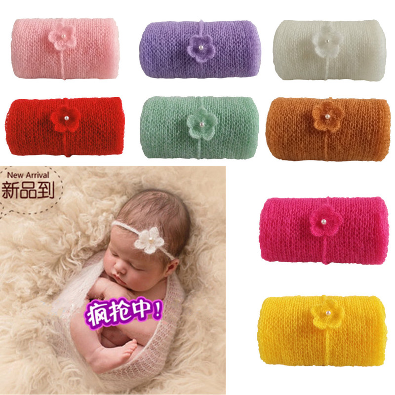 Children's Photography Props Wrap Solid Color Mohair Baby Blanket Newborn Elastic Knitted Wrap Wholesale