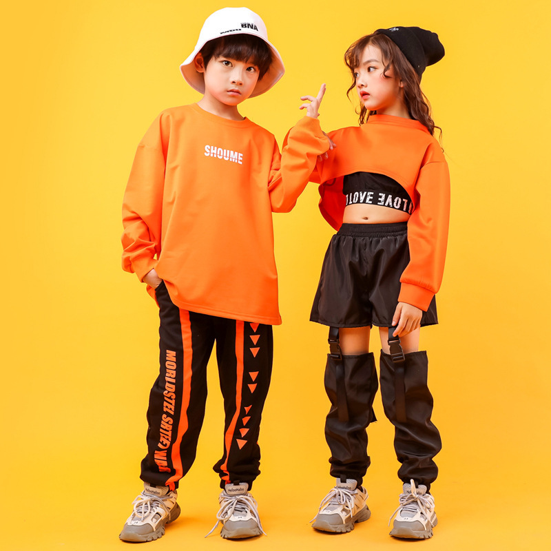  Children's Street hiphop Dance costumes for Girls boys Jazz Dance cheerleaders performance Clothing for Boys girls Hip Hop jazz dance outfits for kids