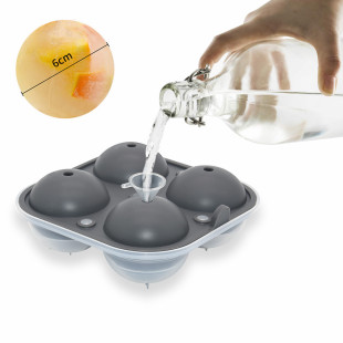 New large 4 even silicone ice hockey ice box whiskey spherical round plastic frozen ice hockey ice mold