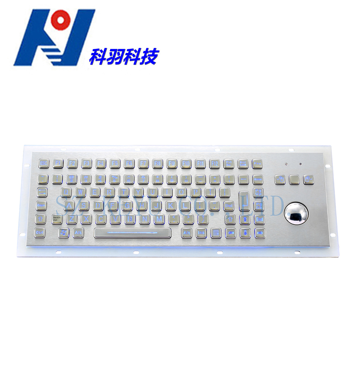 深圳厂家直销89键背光金属键盘带轨迹球 大键盘