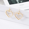 Retro cute earrings heart shaped heart-shaped from pearl, Japanese and Korean