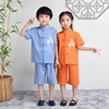 new pattern Cotton and hemp Tang costume Children Set Chinese style Retro Short sleeved Hanfu Big boy ancient costume Chinese style costume